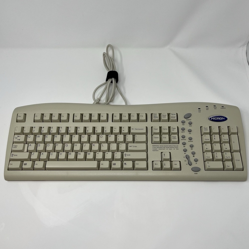 Micron NMB RT9258TW PS/2 Wired Vintage Beige Keyboard – Tested, Made in Thailand